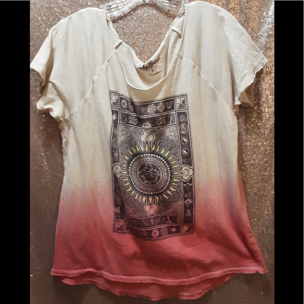 Lucky Brand Women’s SS Scooped Neck Graphic Tee
